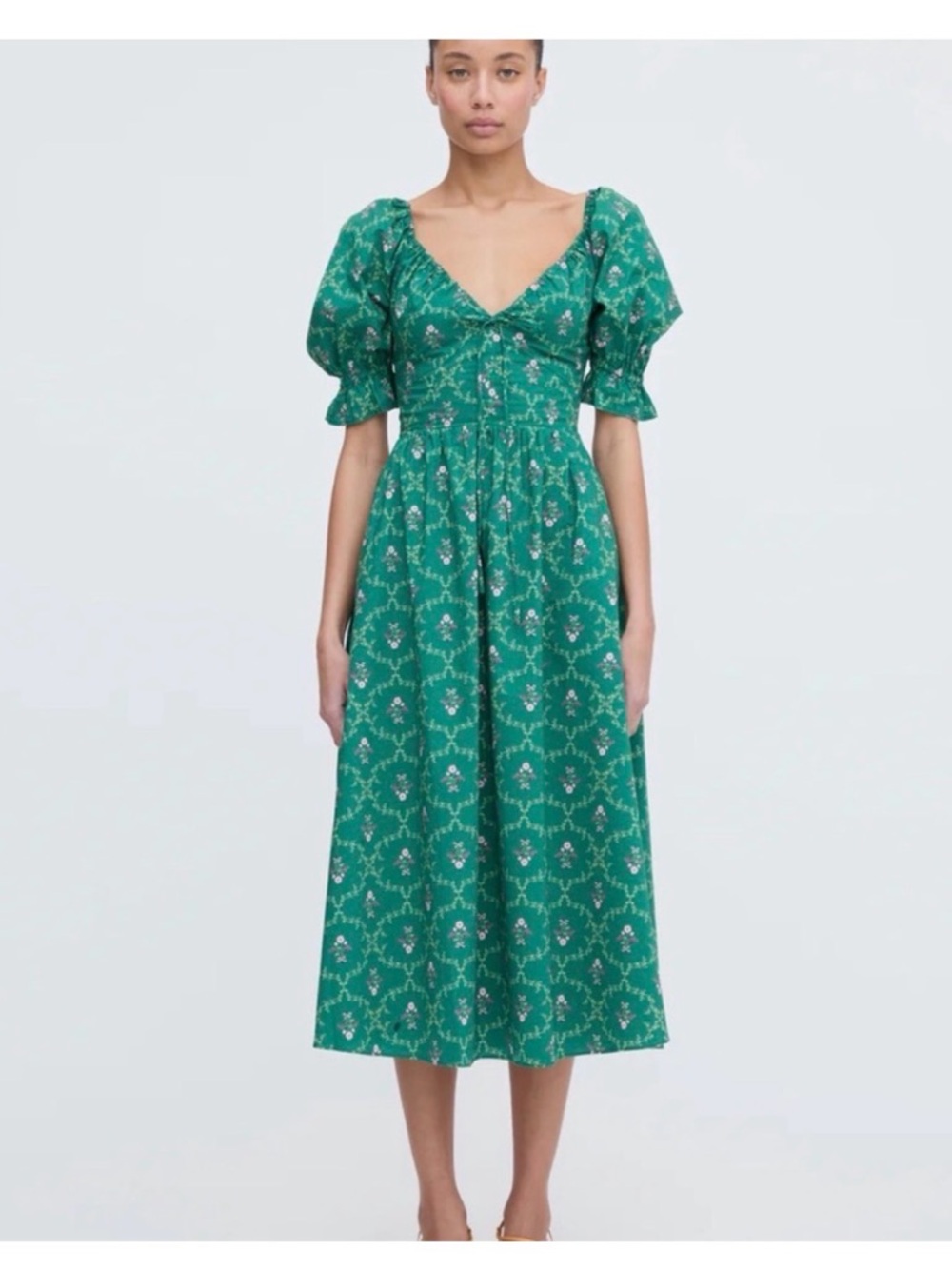 Hill House Ophelia Emerald Trellis Dress NWT